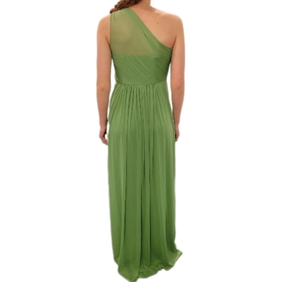 David's bridal long mesh dress w/ one shoulder Clover size 6 style F15928 NWT - Picture 3 of 11